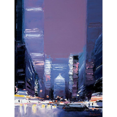 New York La nuit Black Modern Wood Framed Art Print with Double Matting by Doutreleau