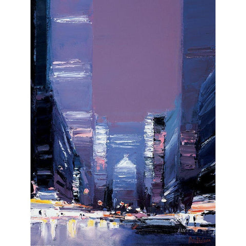 New York La nuit Black Modern Wood Framed Art Print by Doutreleau