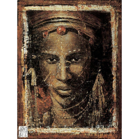 Le guerrier Black Modern Wood Framed Art Print with Double Matting by Arietti, Fabienne