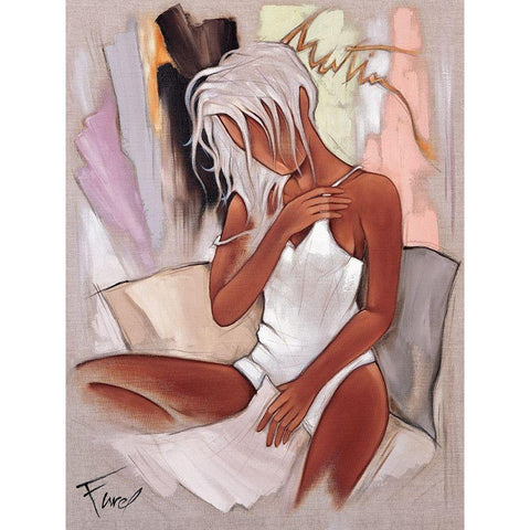 Matin pour Elle White Modern Wood Framed Art Print by Farel, Pierre