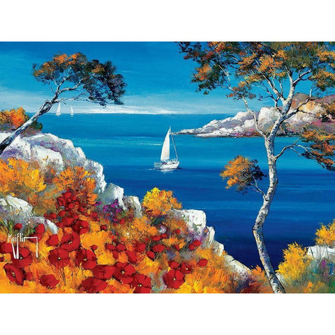 Promenade vers les calanques Gold Ornate Wood Framed Art Print with Double Matting by Keiflin, Roger