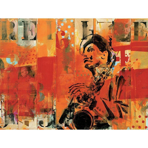 Jazz II White Modern Wood Framed Art Print by Vieux, Thierry