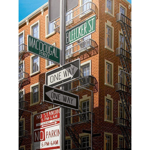 Bleecker Street White Modern Wood Framed Art Print by Peyret, Eric