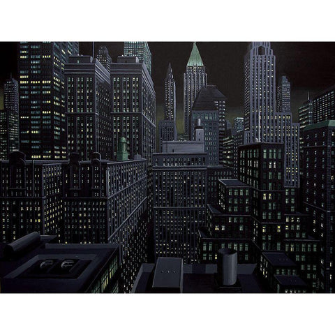 South Manhattan night Black Modern Wood Framed Art Print with Double Matting by Peyret, Eric