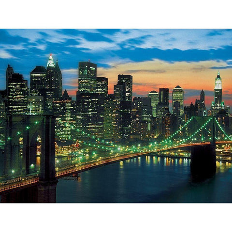 Downtown, Manhattan Black Modern Wood Framed Art Print by Setboun, Michel