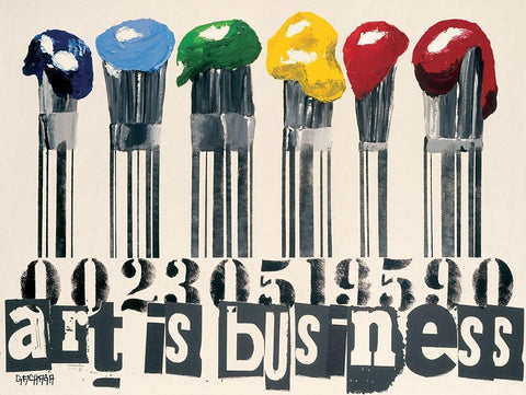 Art is business Black Ornate Wood Framed Art Print with Double Matting by Gachaga, Vincent