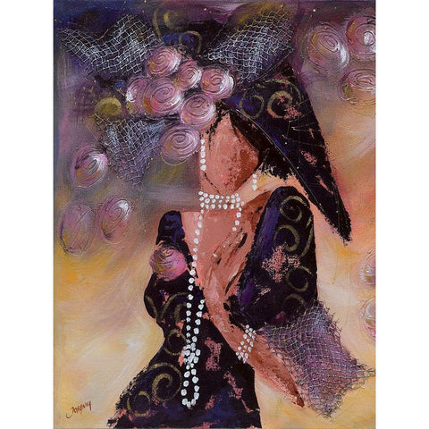 Elegantes aux perles I Black Modern Wood Framed Art Print with Double Matting by Johanna