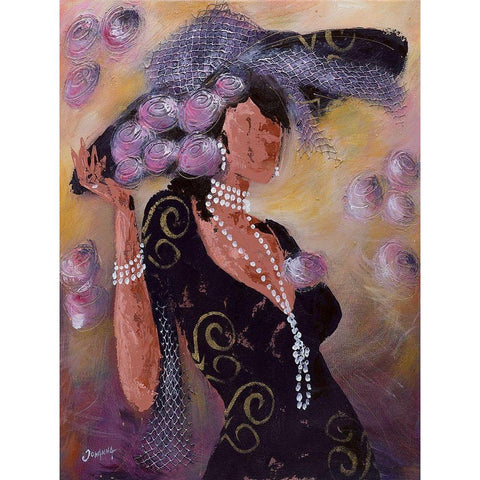 Elegantes aux perles II Black Modern Wood Framed Art Print with Double Matting by Johanna