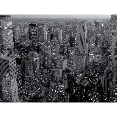 Manhattan Downtown White Modern Wood Framed Art Print by Setboun, Michel