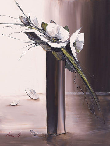 Bouquet blanc II Black Ornate Wood Framed Art Print with Double Matting by Tramoni, Oliver