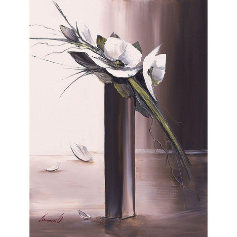 Bouquet blanc II White Modern Wood Framed Art Print by Tramoni, Oliver