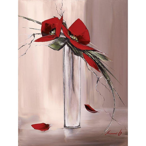 Les fleurs rouges II White Modern Wood Framed Art Print by Tramoni, Oliver