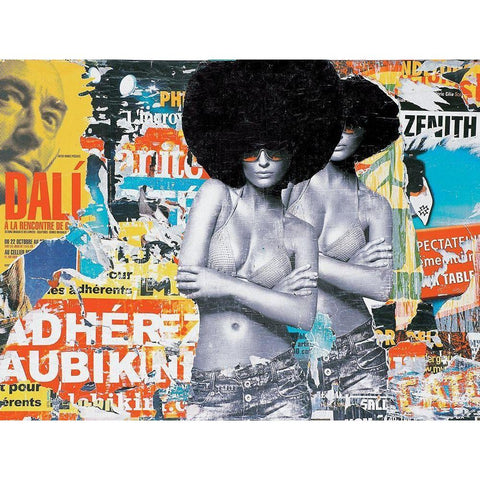 Bikinis Black Modern Wood Framed Art Print by Durrey, Laurent