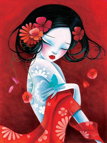 Slinky White Modern Wood Framed Art Print with Double Matting by Sybile