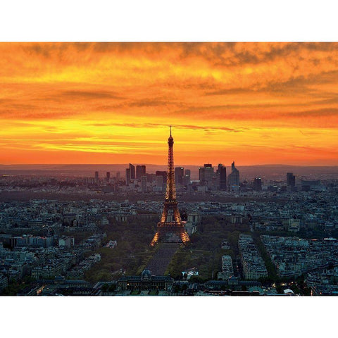 Sunset from Montparnasse White Modern Wood Framed Art Print by AG