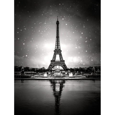 Magic Eiffel Black Modern Wood Framed Art Print with Double Matting by Blonde Attitude