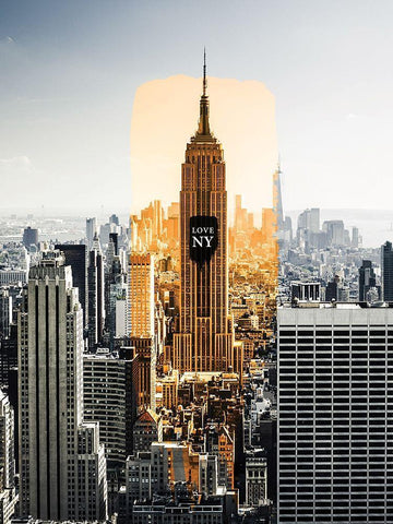 NY trace Black Ornate Wood Framed Art Print with Double Matting by Braun Studio