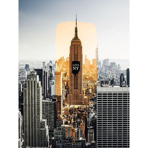 NY trace Black Modern Wood Framed Art Print with Double Matting by Braun Studio