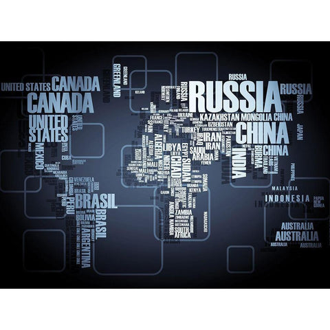 Wording Map White Modern Wood Framed Art Print by Braun Studio