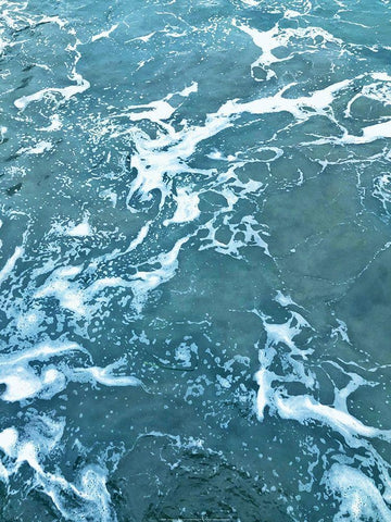 Blue Foam White Modern Wood Framed Art Print with Double Matting by Braun Studio