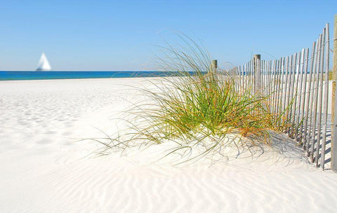 Plage V White Modern Wood Framed Art Print with Double Matting by Braun Studio