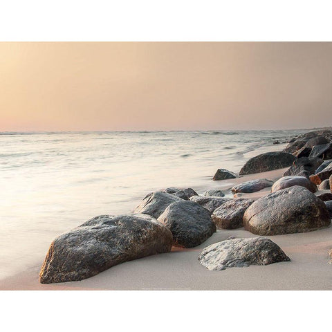 Rochers sur la plage Black Modern Wood Framed Art Print with Double Matting by BRAUN Studio