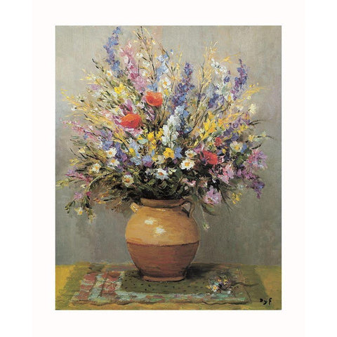 Bouquet dans un vase de gres Black Modern Wood Framed Art Print with Double Matting by DYF