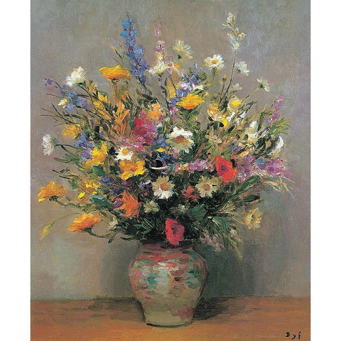 Le bouquet de ma mere White Modern Wood Framed Art Print by DYF