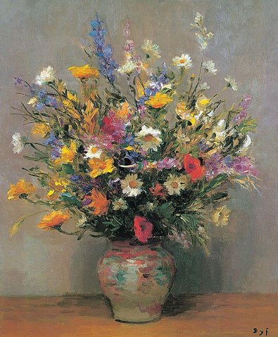 Le bouquet de ma mere White Modern Wood Framed Art Print with Double Matting by DYF