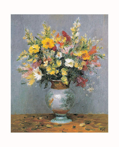 Bouquet dautomne White Modern Wood Framed Art Print with Double Matting by DYF