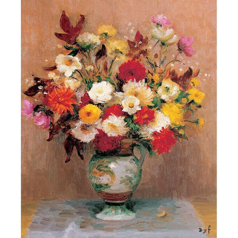 Bouquet de dahlias White Modern Wood Framed Art Print by DYF