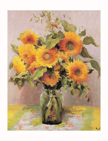 Fleurs de tournesols Black Ornate Wood Framed Art Print with Double Matting by DYF