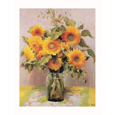 Fleurs de tournesols Black Modern Wood Framed Art Print with Double Matting by DYF