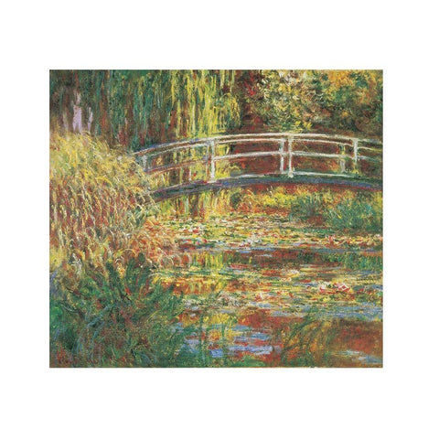 Le bassin aux nympheas, harmonie rose White Modern Wood Framed Art Print by Monet, Claude