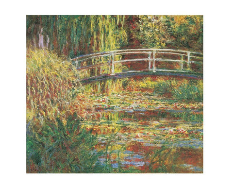 Le bassin aux nympheas, harmonie rose White Modern Wood Framed Art Print with Double Matting by Monet, Claude