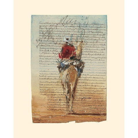 Sur le dromadaire (etude) White Modern Wood Framed Art Print by Letestu, Yann