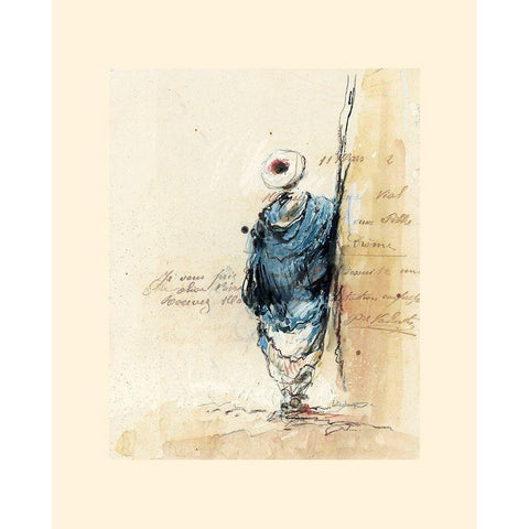 Bedouin bleu II (etude) Black Modern Wood Framed Art Print with Double Matting by Letestu, Yann