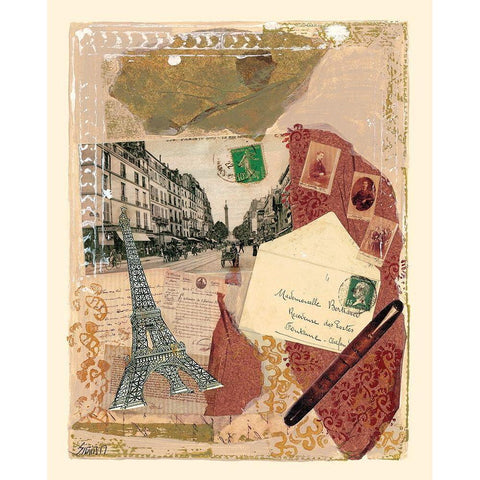 Quartier de Paris Black Modern Wood Framed Art Print with Double Matting by Sigrid, M.