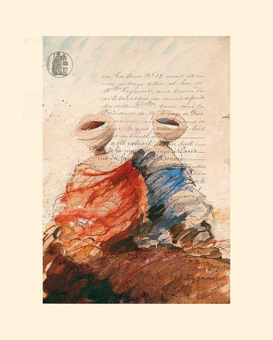 Bedouins assis I (etude) White Modern Wood Framed Art Print with Double Matting by Letestu, Yann