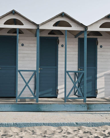 Plage 1 White Modern Wood Framed Art Print with Double Matting by Braun Studio