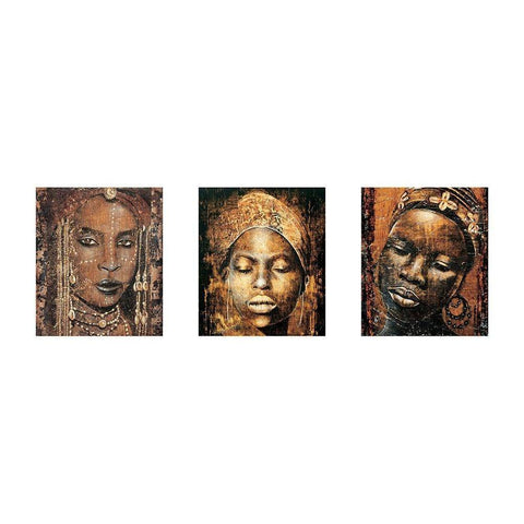 Composition Afrique Gold Ornate Wood Framed Art Print with Double Matting by Arietti, Fabienne