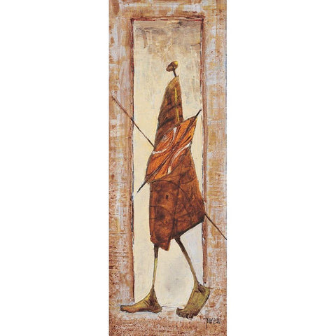 Massai Kenya nÂ°18 Gold Ornate Wood Framed Art Print with Double Matting by Foureau, Jacques