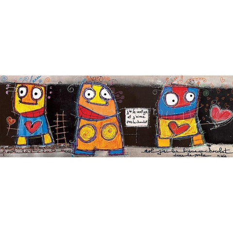 Jaime pas le chocolat Black Modern Wood Framed Art Print with Double Matting by Mika