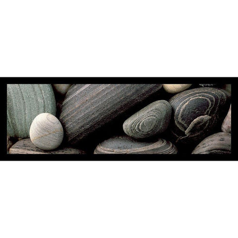 Galets noirs I White Modern Wood Framed Art Print by Pinsard, Laurent