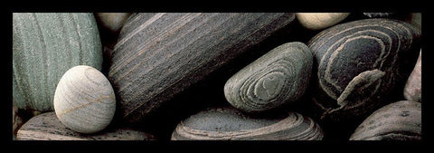 Galets noirs I Black Ornate Wood Framed Art Print with Double Matting by Pinsard, Laurent