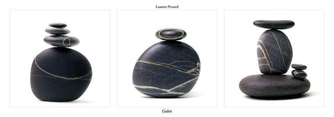 Galets noirs III Black Ornate Wood Framed Art Print with Double Matting by Pinsard, Laurent