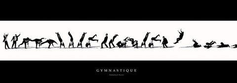 Gymnastique White Modern Wood Framed Art Print with Double Matting by Bazin, Emmanuel