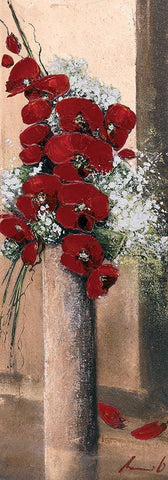 Bouquet dorchideÂ´es rouges I White Modern Wood Framed Art Print with Double Matting by Tramoni, Oliver
