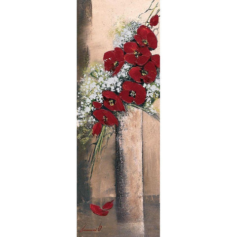 Bouquet dorchideÂ´es rouges II Gold Ornate Wood Framed Art Print with Double Matting by Tramoni, Oliver