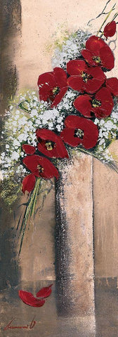 Bouquet dorchideÂ´es rouges II White Modern Wood Framed Art Print with Double Matting by Tramoni, Oliver